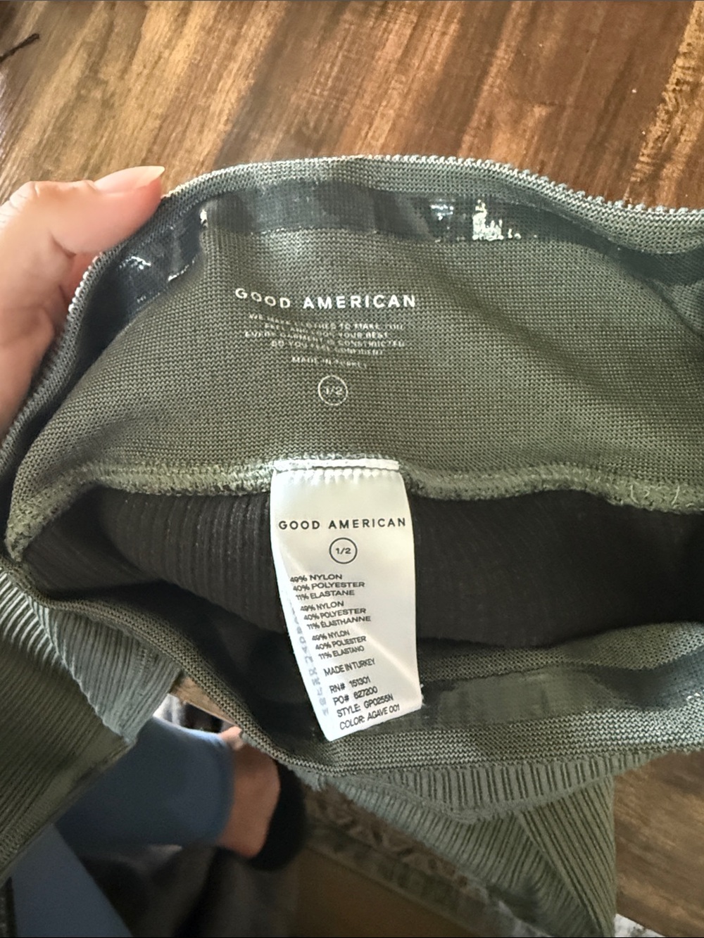 Good American High-Waist Ribbed Leggings — Olive Green - Picture 4 of 6